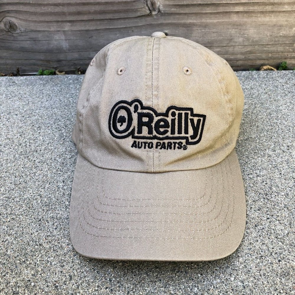 Vintage O'REILLY AUTO PARTS Baseball Hat Men's Khaki Adjustable Cap Embroidered 